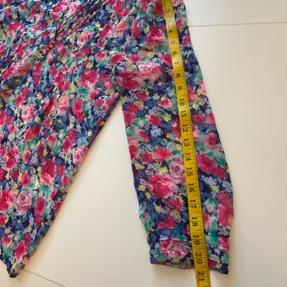 Joie Zeala Boho Sheer Silk Multicolor Floral Blouse Sz Medium - Picture 14 of 15